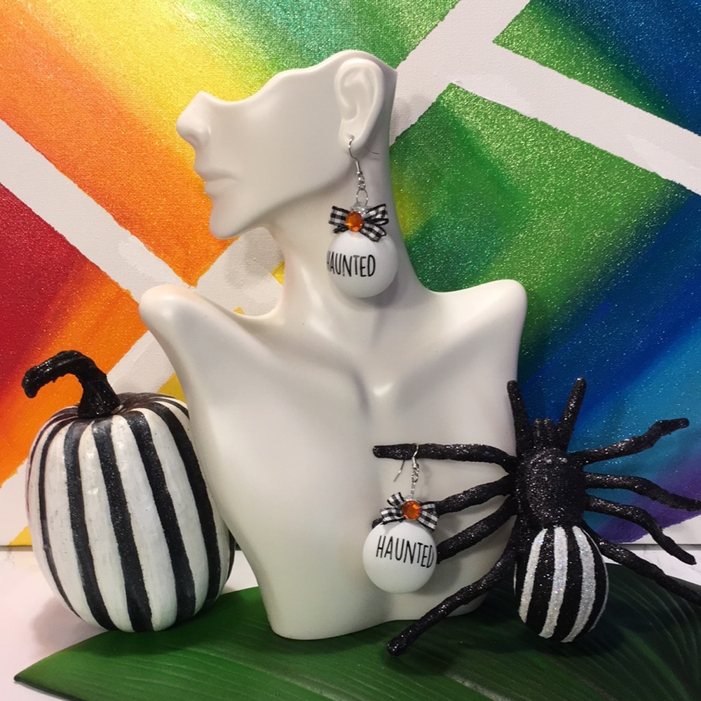 5/$25 
“Haunted” Halloween ornament earrings